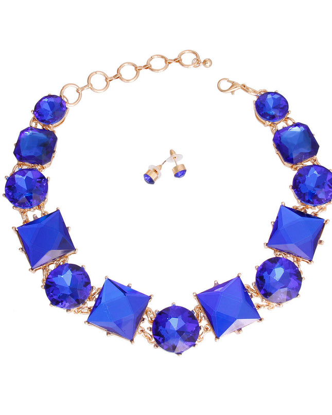 Royal Blue Various Crystal Collar Set