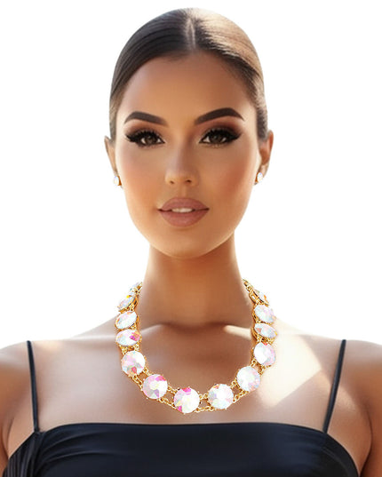 Crystal Necklace Round AURBO Link Set for Women