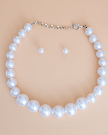 Necklace 25 mm White Pearl Strand Set for Women