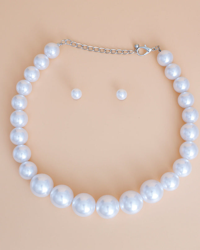 Necklace 25 mm White Pearl Strand Set for Women