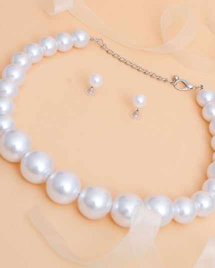 Necklace 25 mm White Pearl Strand Set for Women