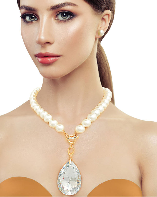 Toggle Pearl Teardrop Necklace