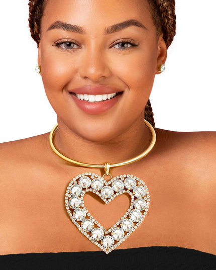 Rigid Gold Halo Heart Necklace