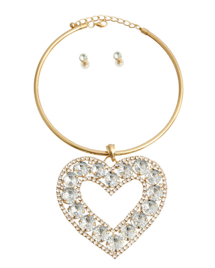 Rigid Gold Halo Heart Necklace