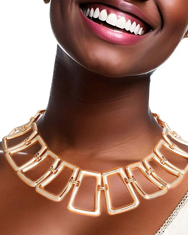 Gold Curved Trapezoid Link Set