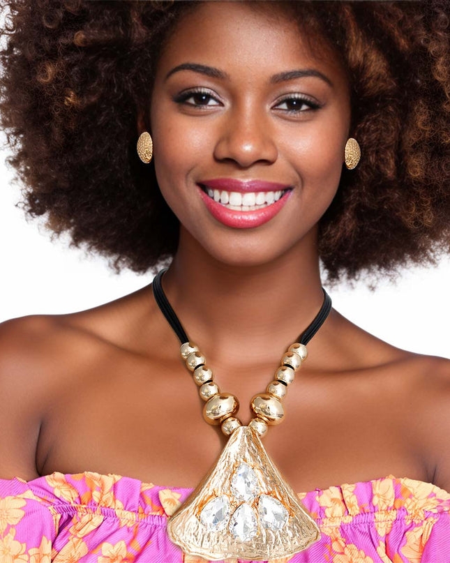 Metal Seashell Crystal Necklace