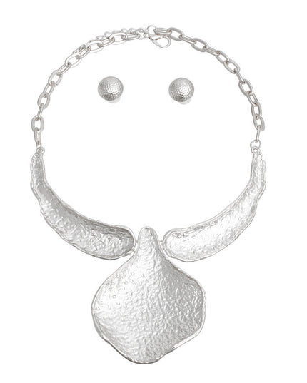 Silver Organic Teardrop Necklace