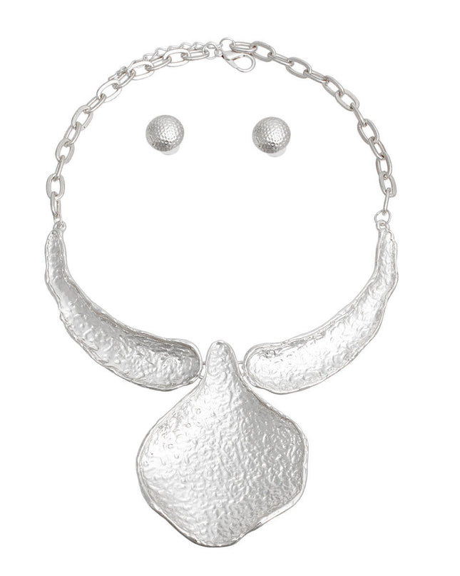 Silver Organic Teardrop Necklace