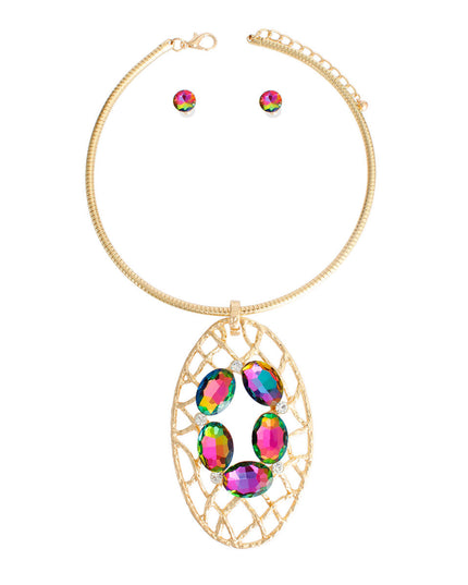 Pink Green Woven Oval Set