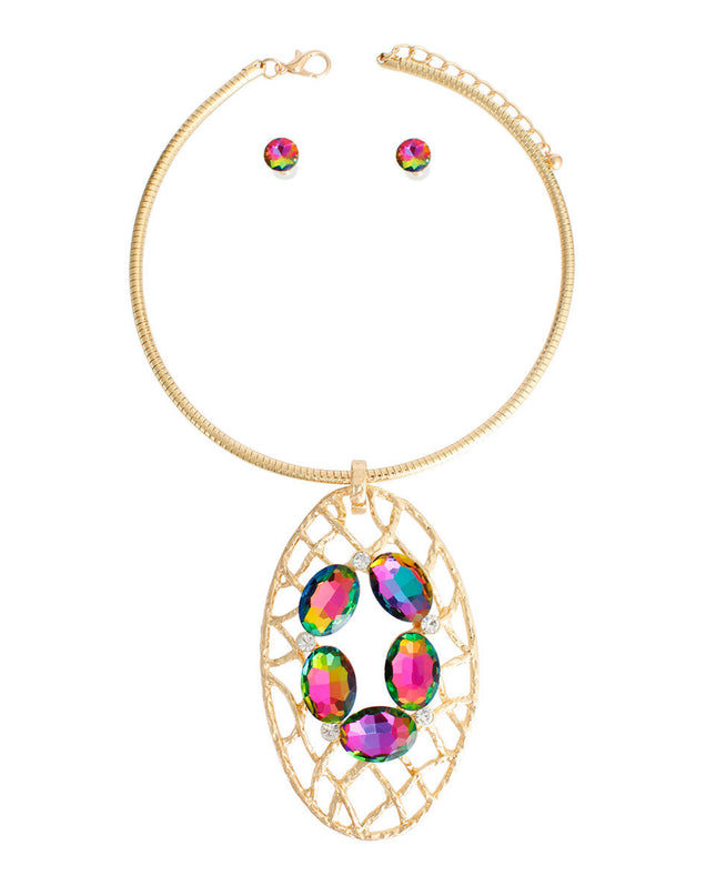 Pink Green Woven Oval Set