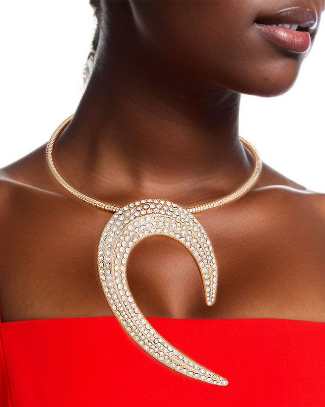 Gold Rhinestone Hook Collar Set
