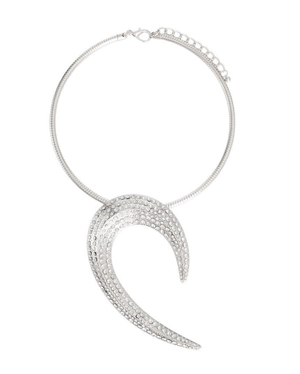 Silver Rhinestone Hook Collar Set