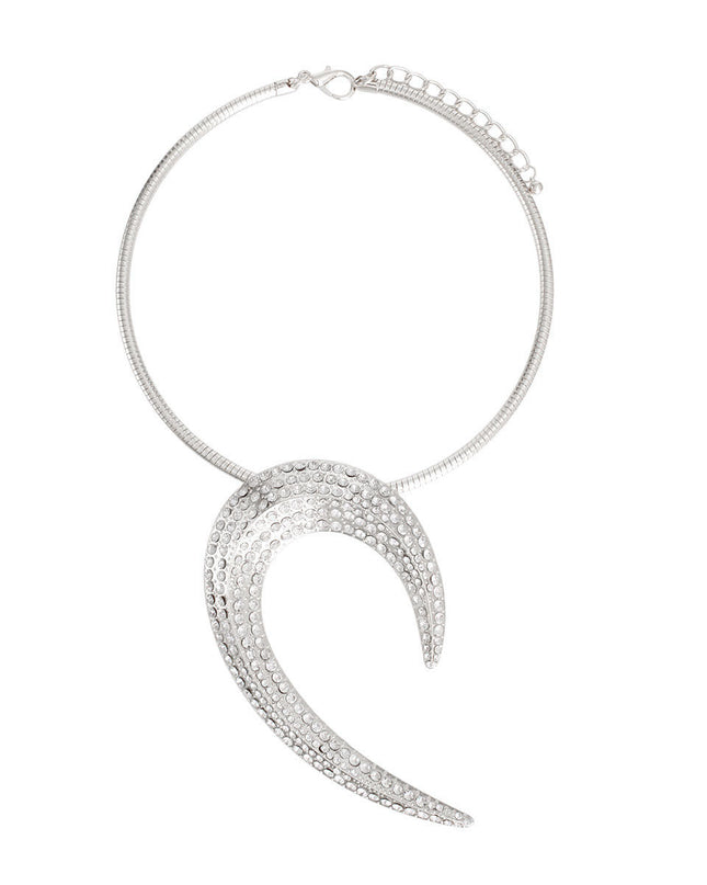 Silver Rhinestone Hook Collar Set