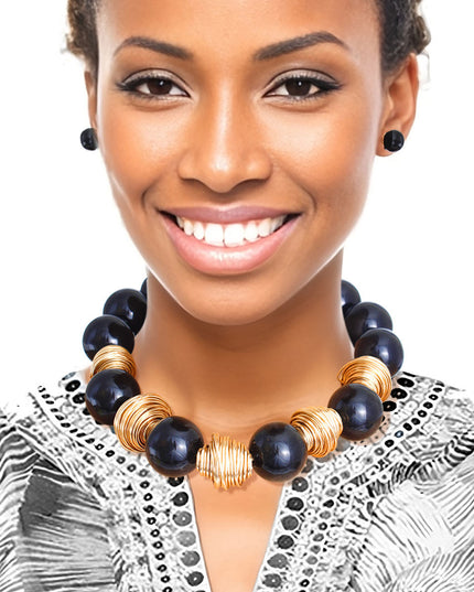 Heavy Black Tribal Bead Set