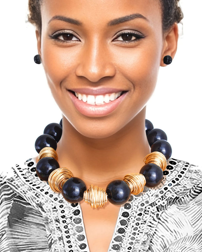 Heavy Black Tribal Bead Set
