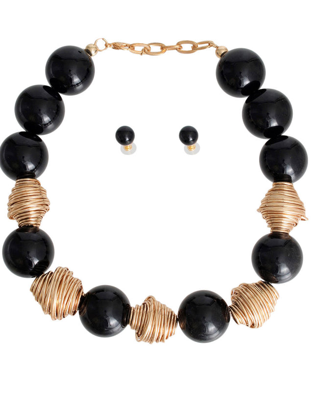 Heavy Black Tribal Bead Set