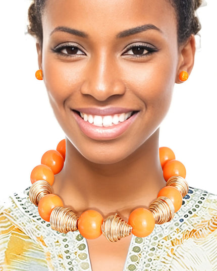 Heavy Orange Tribal Bead Set