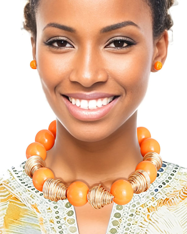 Heavy Orange Tribal Bead Set
