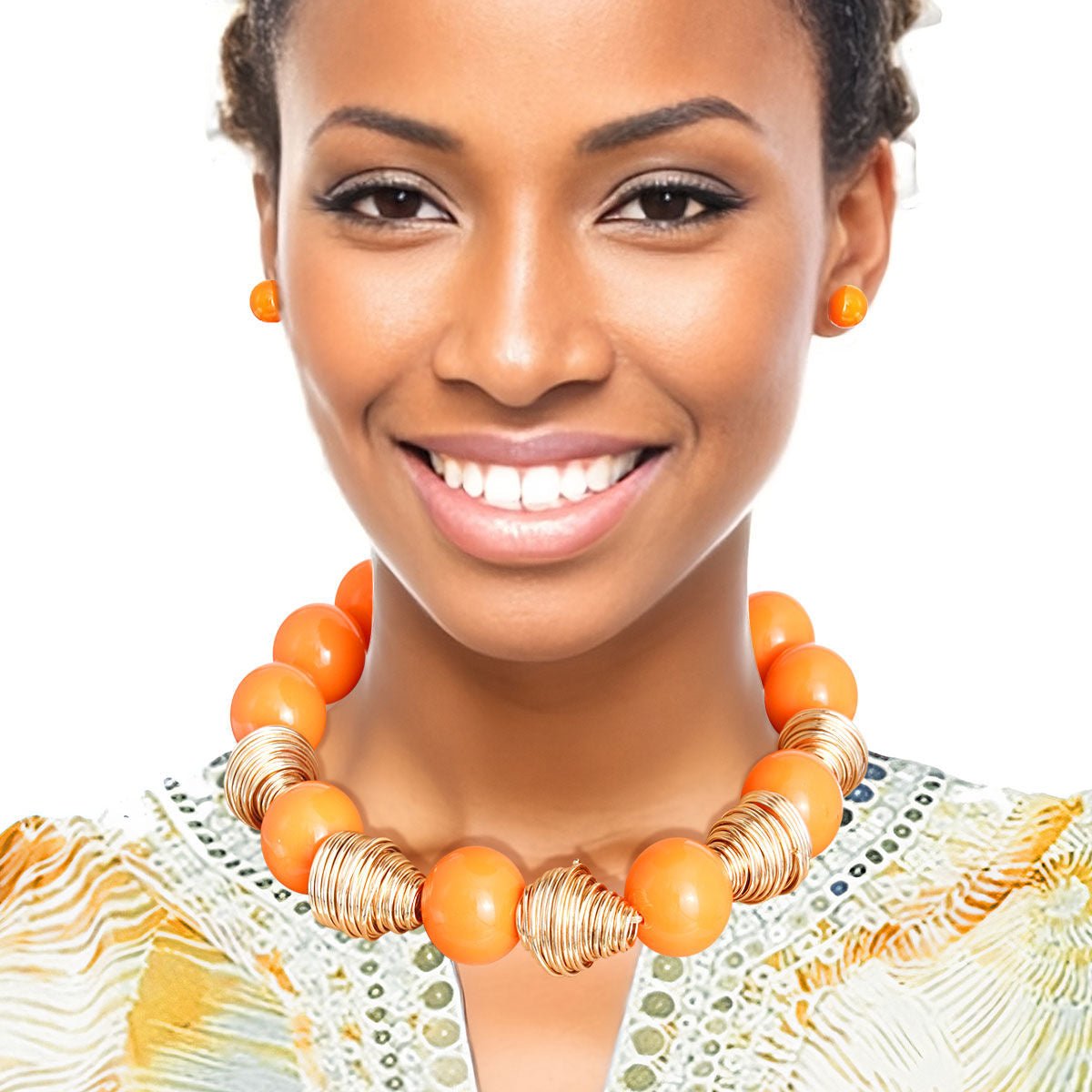 Heavy Orange Tribal Bead Set