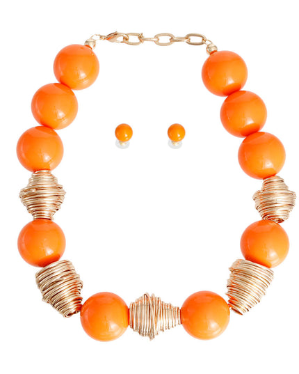 Heavy Orange Tribal Bead Set