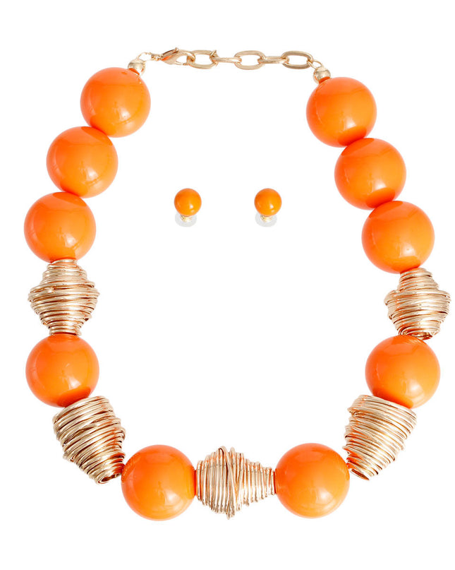 Heavy Orange Tribal Bead Set