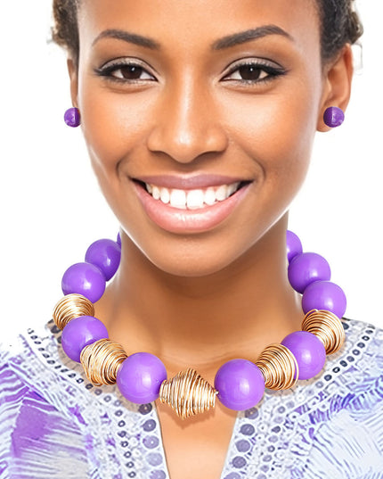 Heavy Purple Tribal Bead Set