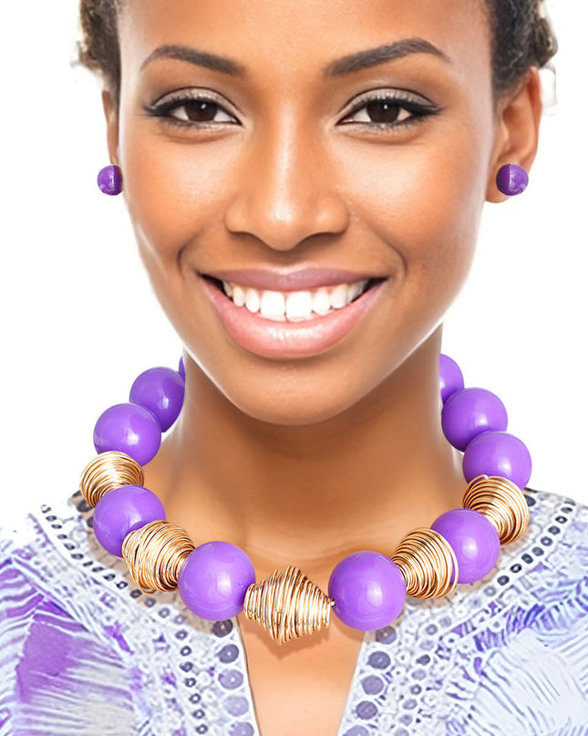 Heavy Purple Tribal Bead Set
