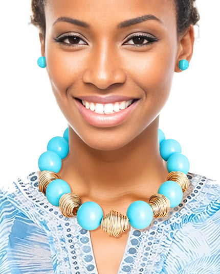 Heavy Teal Tribal Bead Set