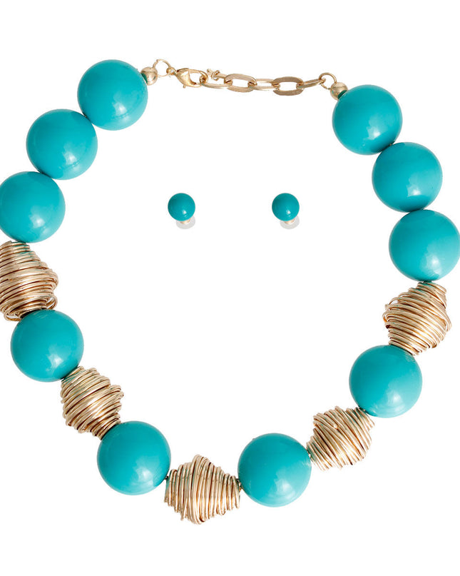 Heavy Teal Tribal Bead Set