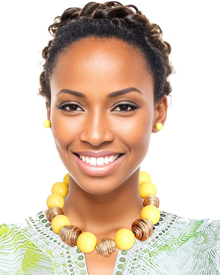 Heavy Yellow Tribal Bead Set