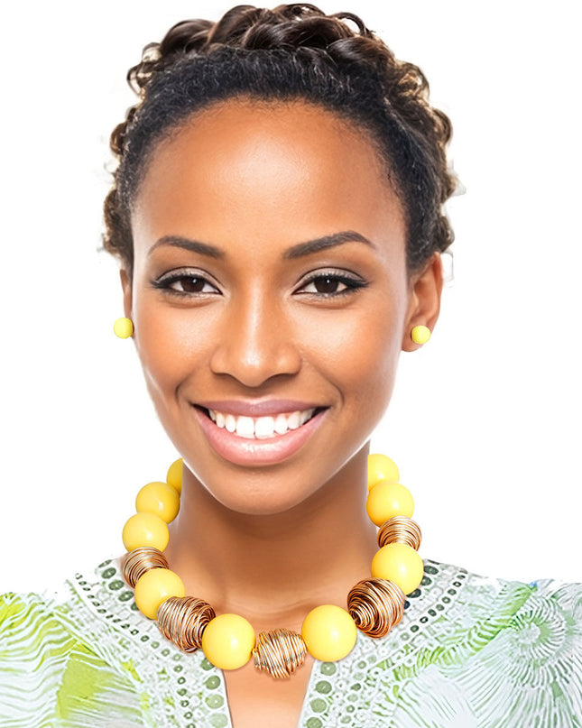 Heavy Yellow Tribal Bead Set