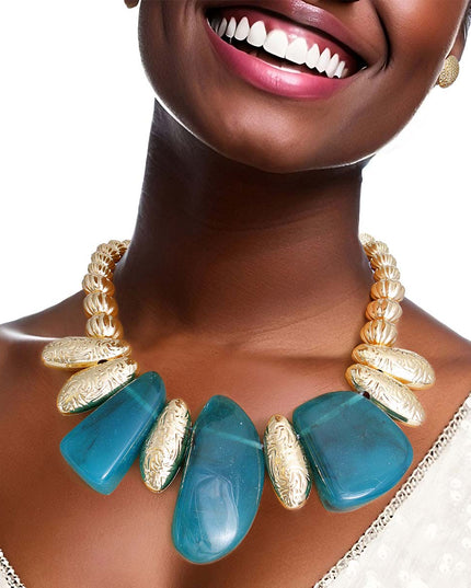 Green Chunky Bead Bib Set