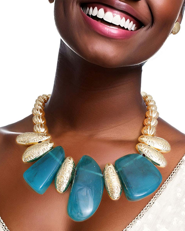 Green Chunky Bead Bib Set