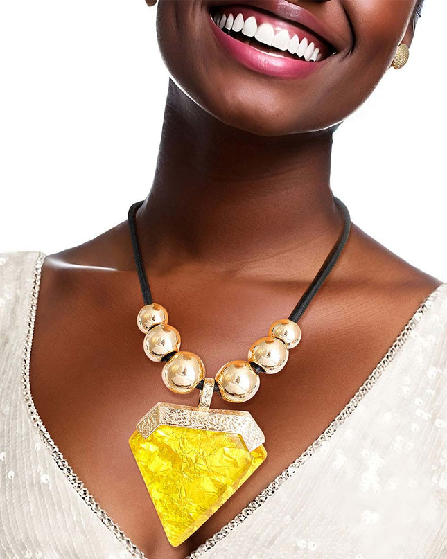 Yellow Diamond Shaped Pendant Set