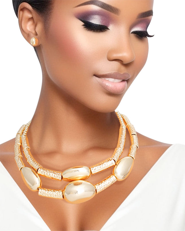 Necklace Metal Gold Beaded Set for Women