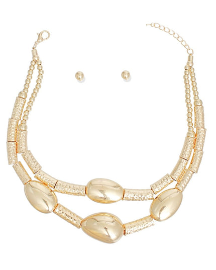 Necklace Metal Gold Beaded Set for Women