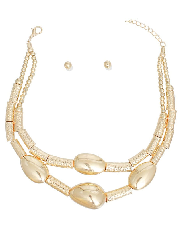 Necklace Metal Gold Beaded Set for Women