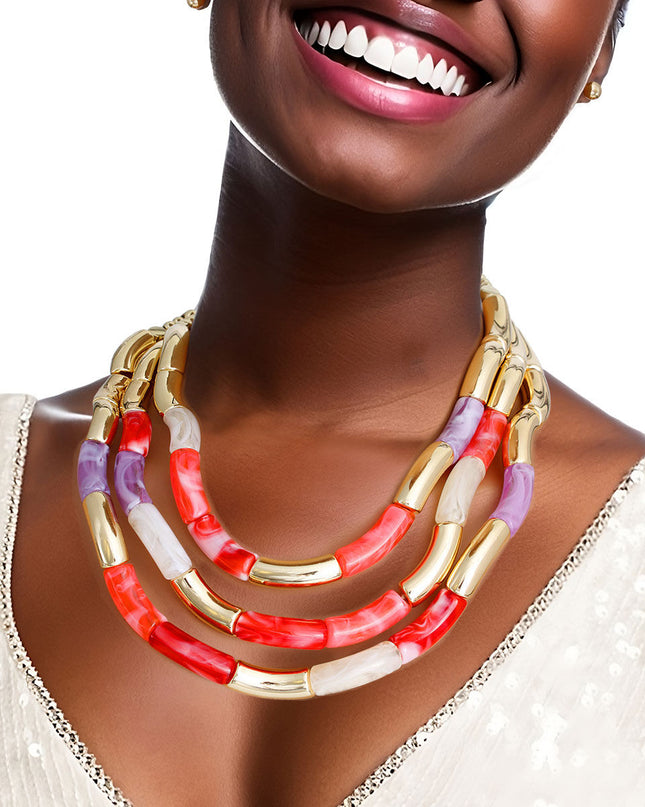 Purple and Red Curved Bead Set