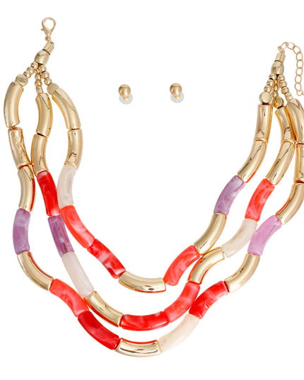 Purple and Red Curved Bead Set