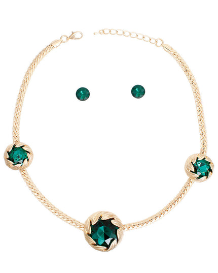 Necklace Green Crystal Double Cut Chain for Women