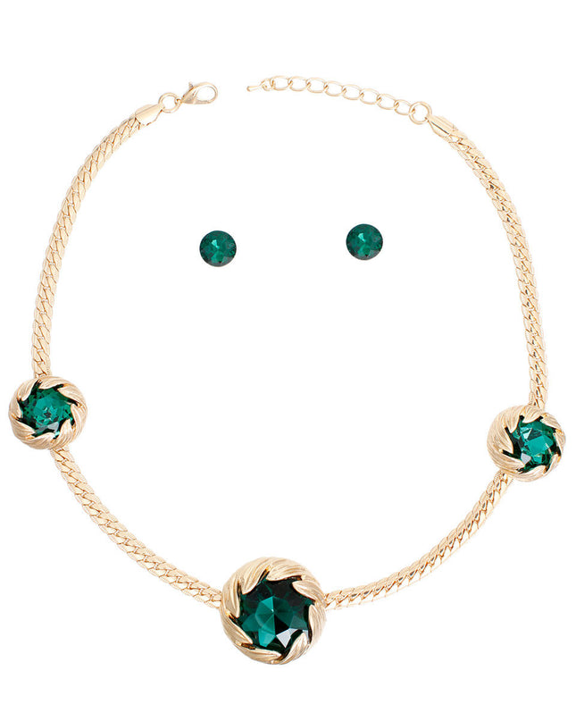Necklace Green Crystal Double Cut Chain for Women