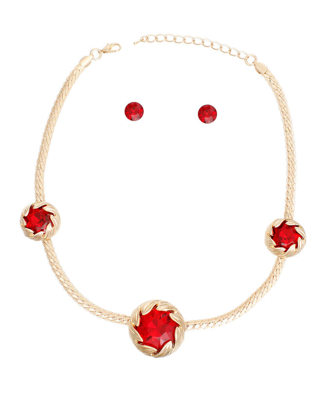 Necklace Red Crystal Double Cut Chain for Women