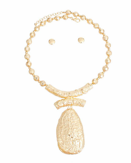 Pendant Necklace Bead Gold Teardrop Set for Women
