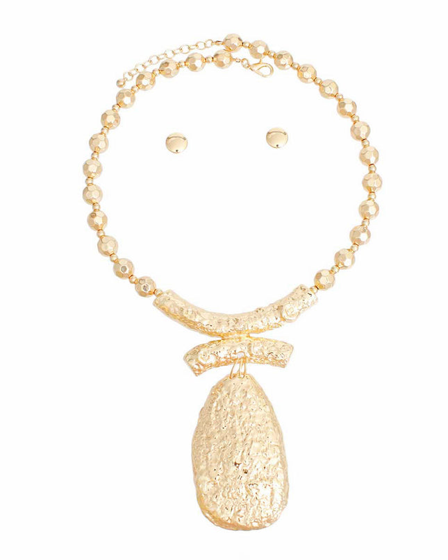Pendant Necklace Bead Gold Teardrop Set for Women