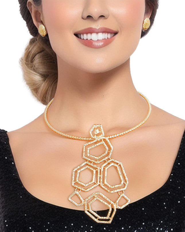 Pendant Necklace Gold Geometric Set for Women