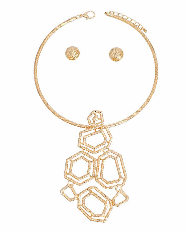 Pendant Necklace Gold Geometric Set for Women