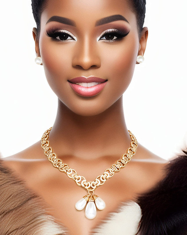 Gold Mademoiselle Pearl Charm Necklace