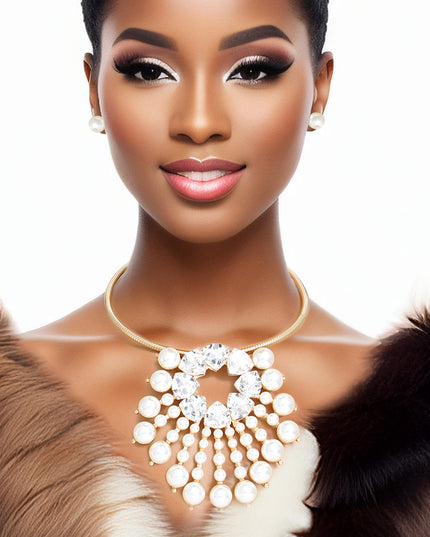 Gold Collar and Sunburst Pearl Necklace