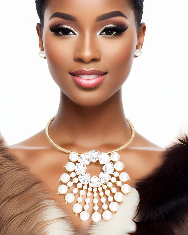 Gold Collar and Sunburst Pearl Necklace