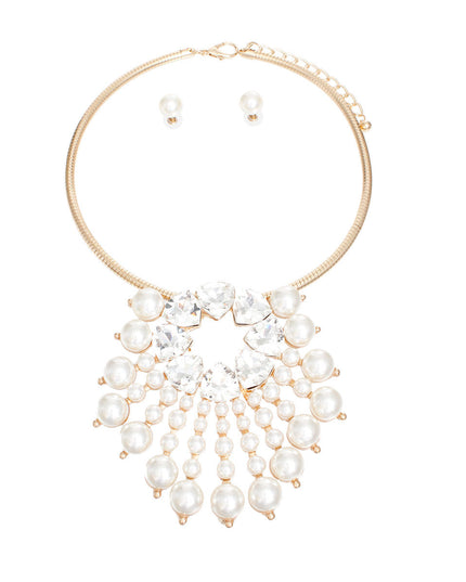 Gold Collar and Sunburst Pearl Necklace